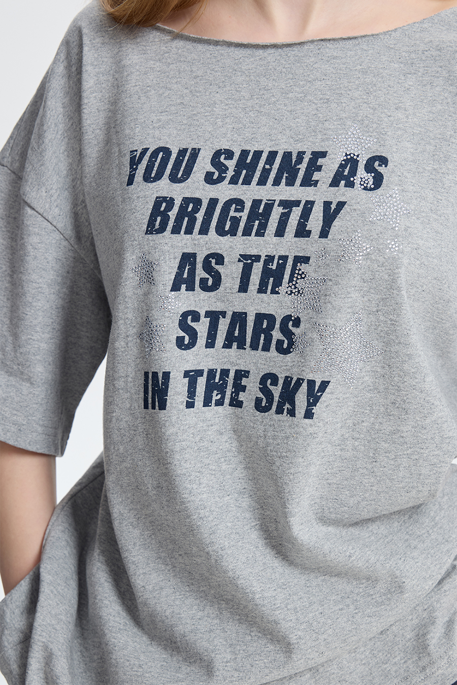 Relaxed Wide Neck Letter Tee|yescci