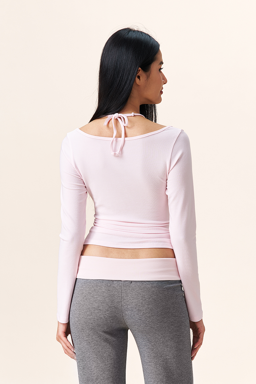 Halter Tie Henley Neck Blouse|yescci