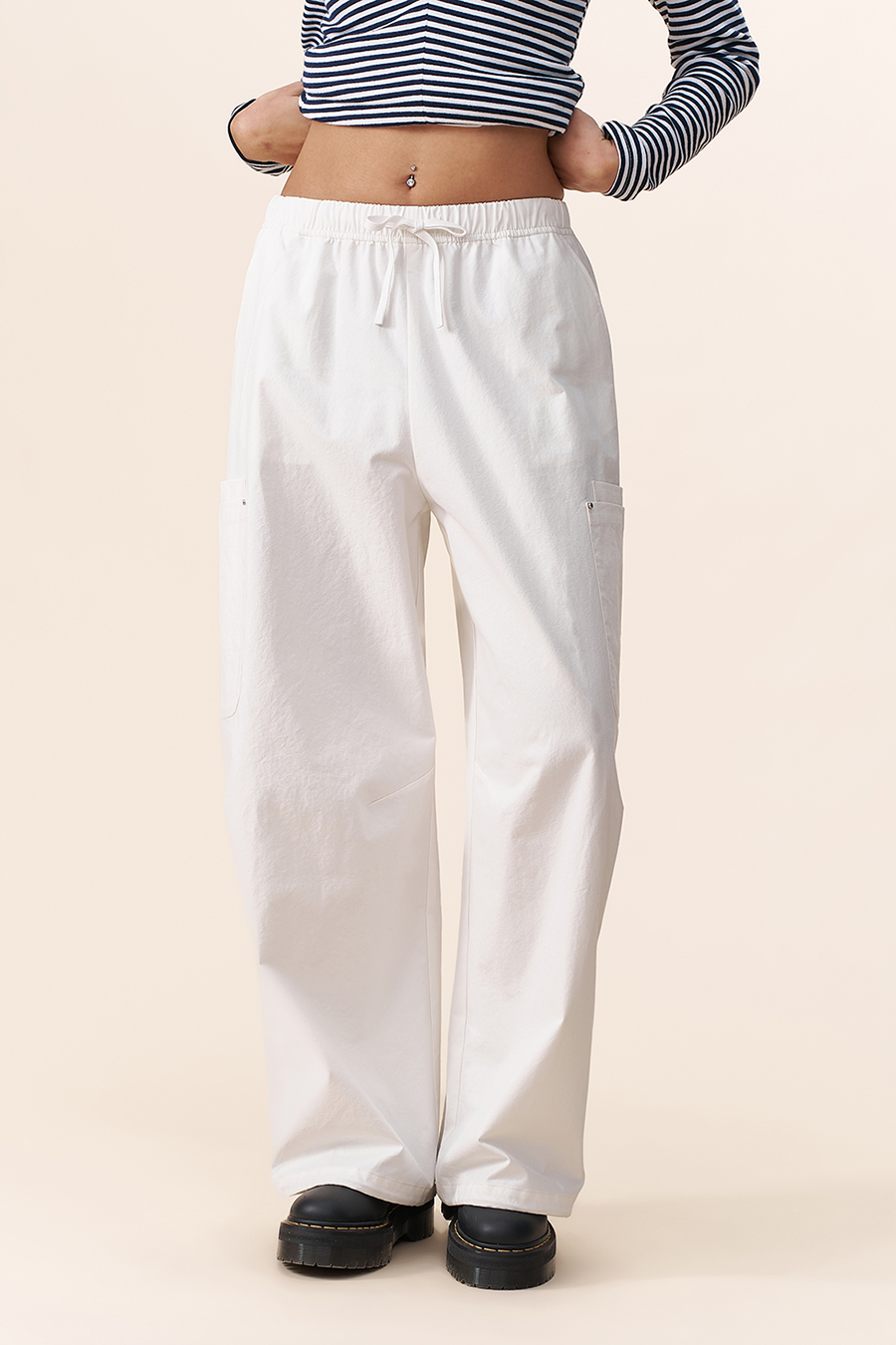 Elastic Waist Cargo Trousers|yescci