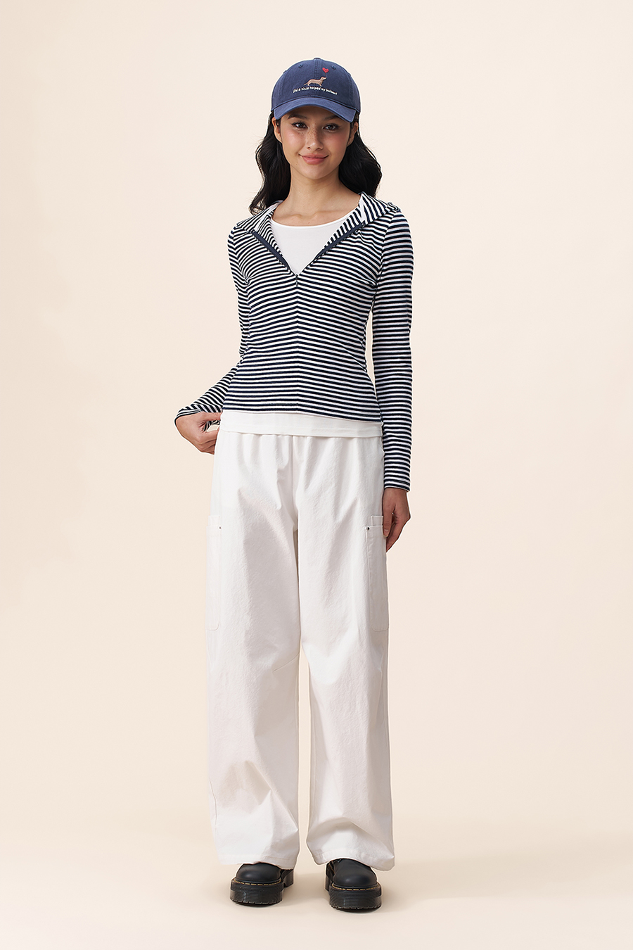 Elastic Waist Cargo Trousers|yescci