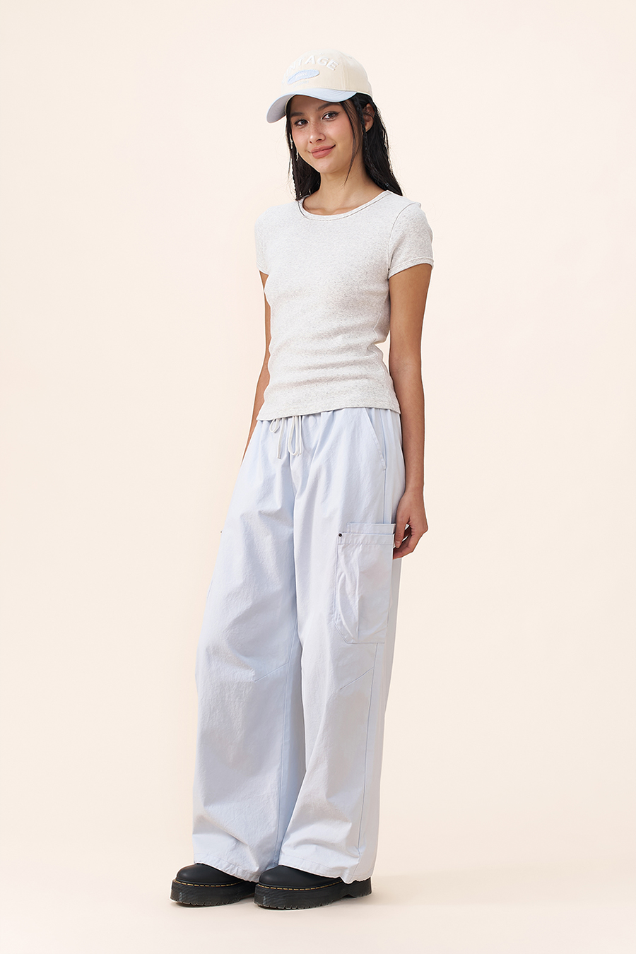 Elastic Waist Cargo Trousers|yescci
