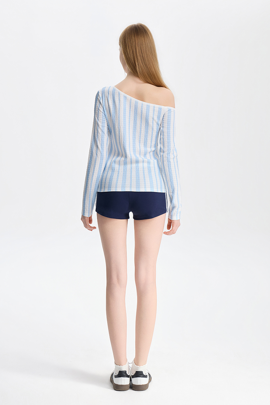 Loose Striped Off-Shoulder Top|yescci