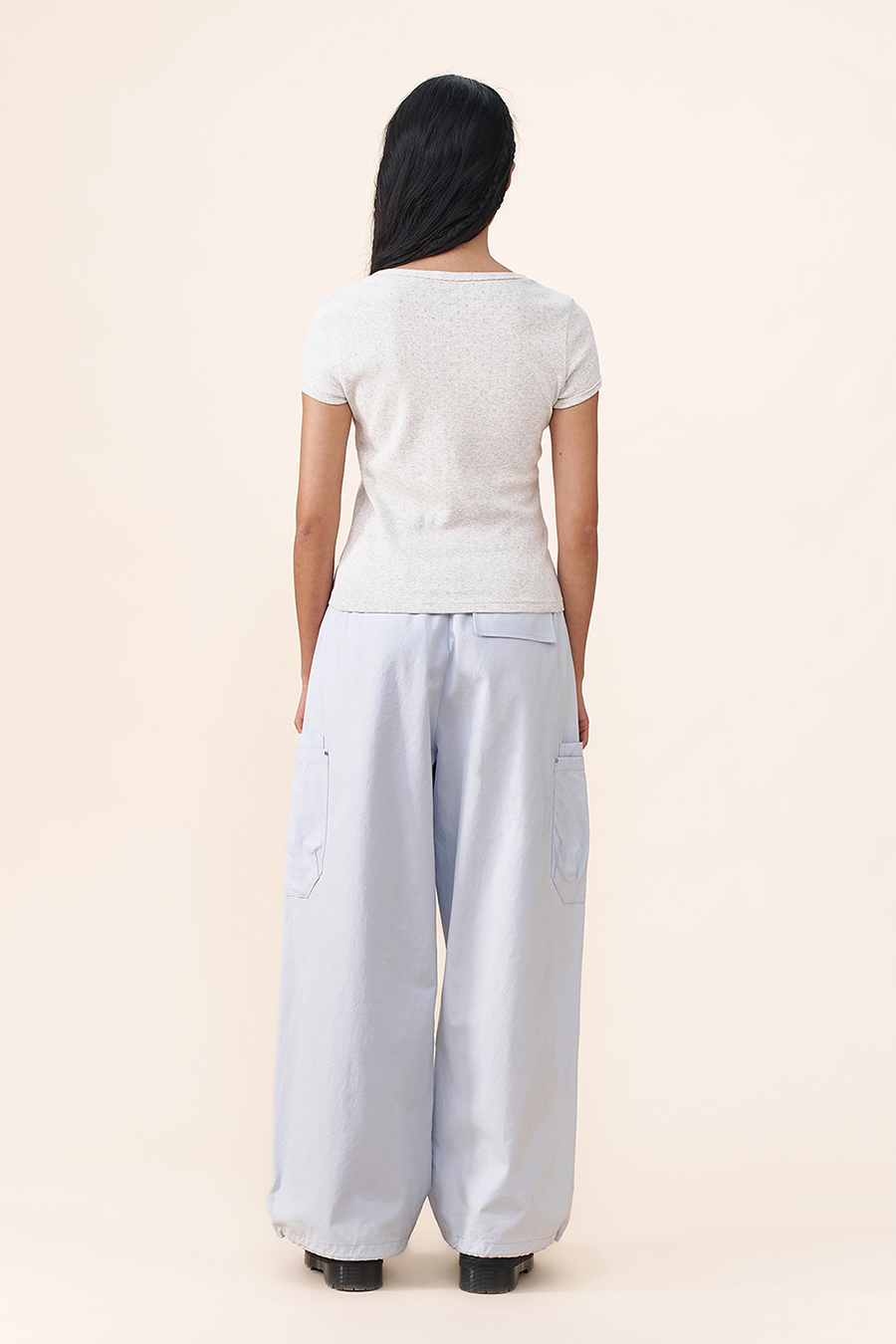Elastic Waist Cargo Trousers|yescci