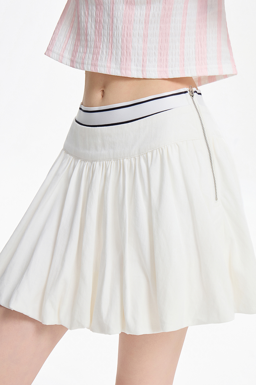 Casual Elastic Waist Bubble Skirt|yescci