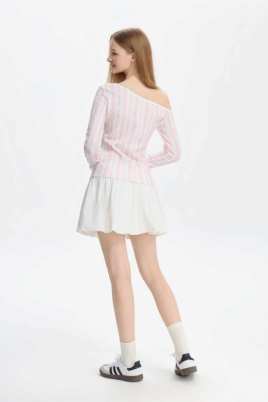 Loose Striped Off-Shoulder Top|yescci