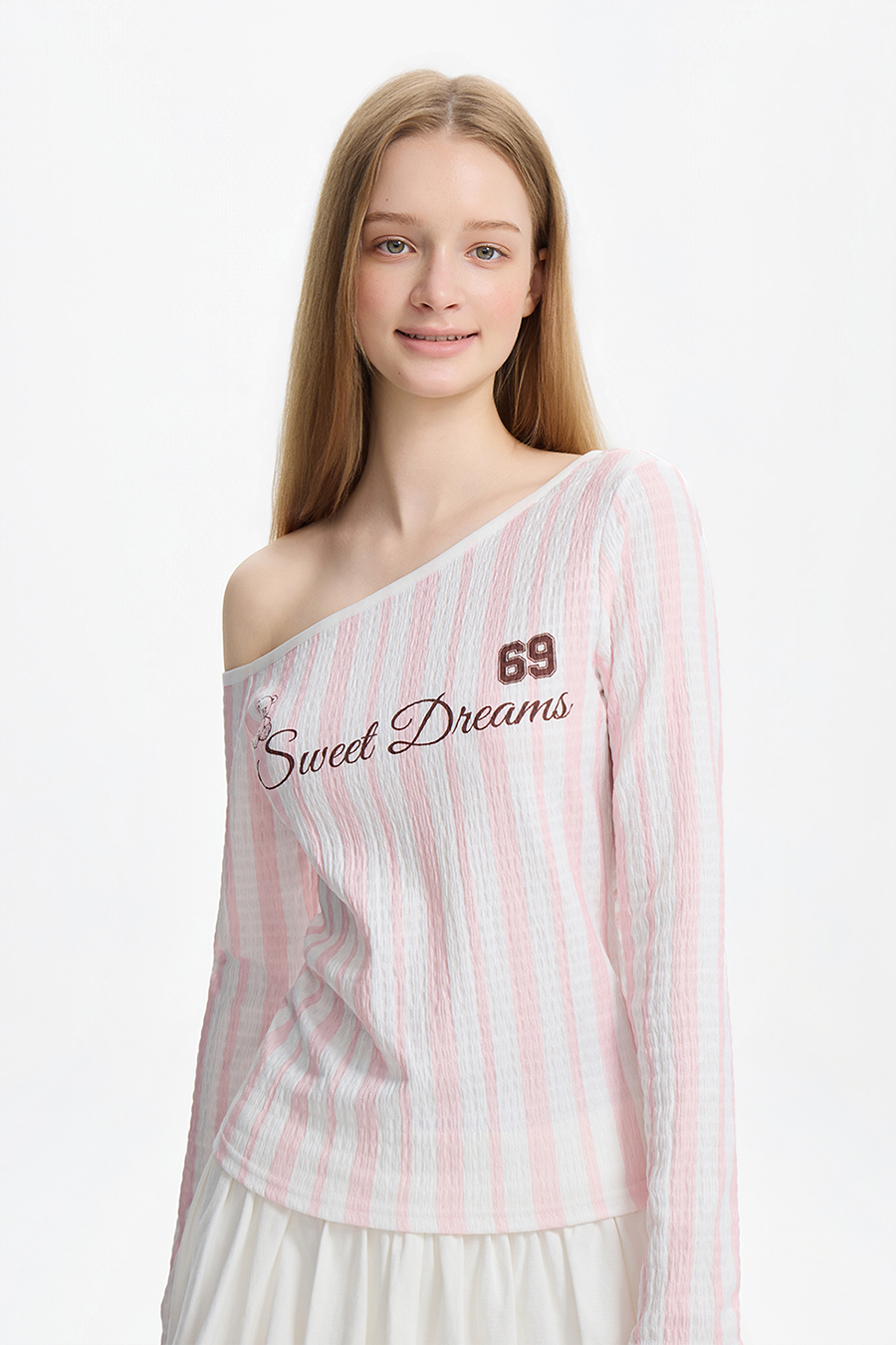 Loose Striped Off-Shoulder Top|yescci