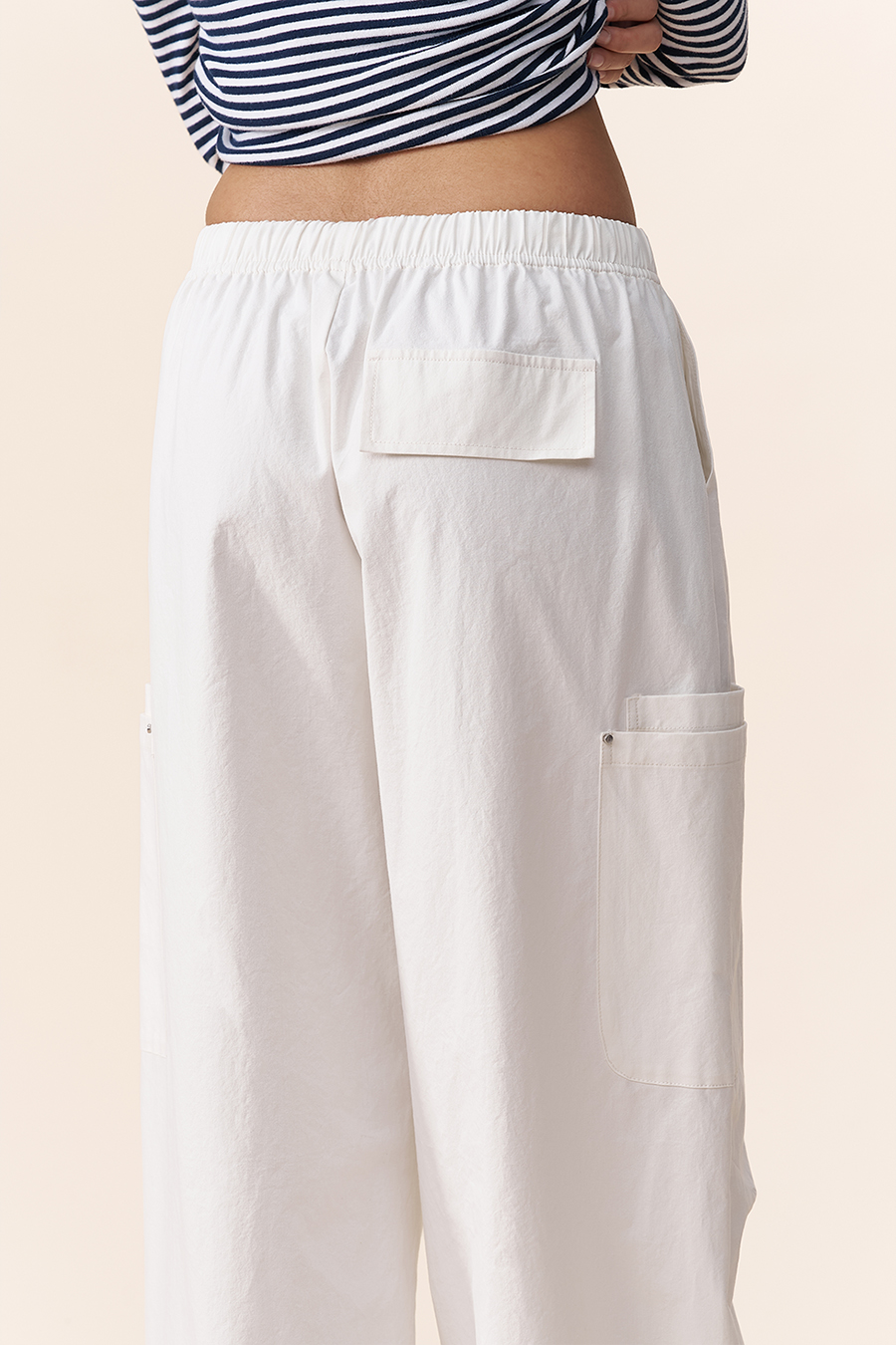 Elastic Waist Cargo Trousers|yescci