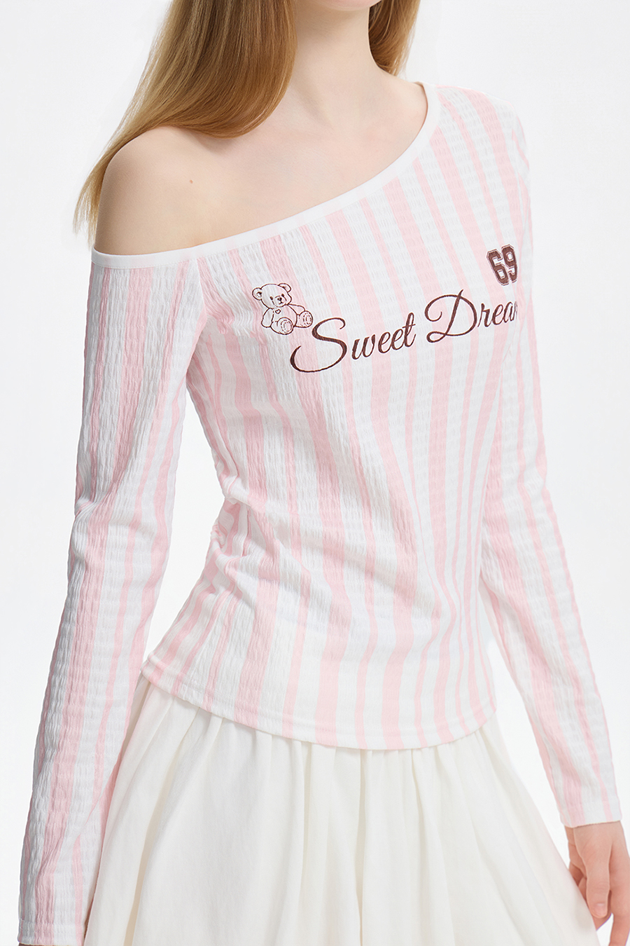 Loose Striped Off-Shoulder Top|yescci