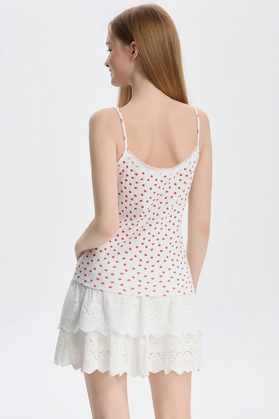White Eyelet Tiered Mini Skirt|yescci