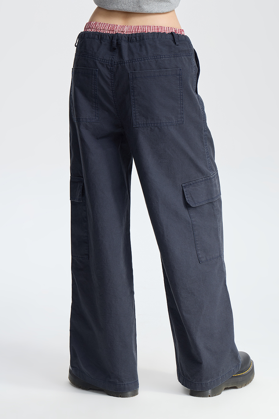 Double Waistband Wide Leg Cargo Pants|yescci