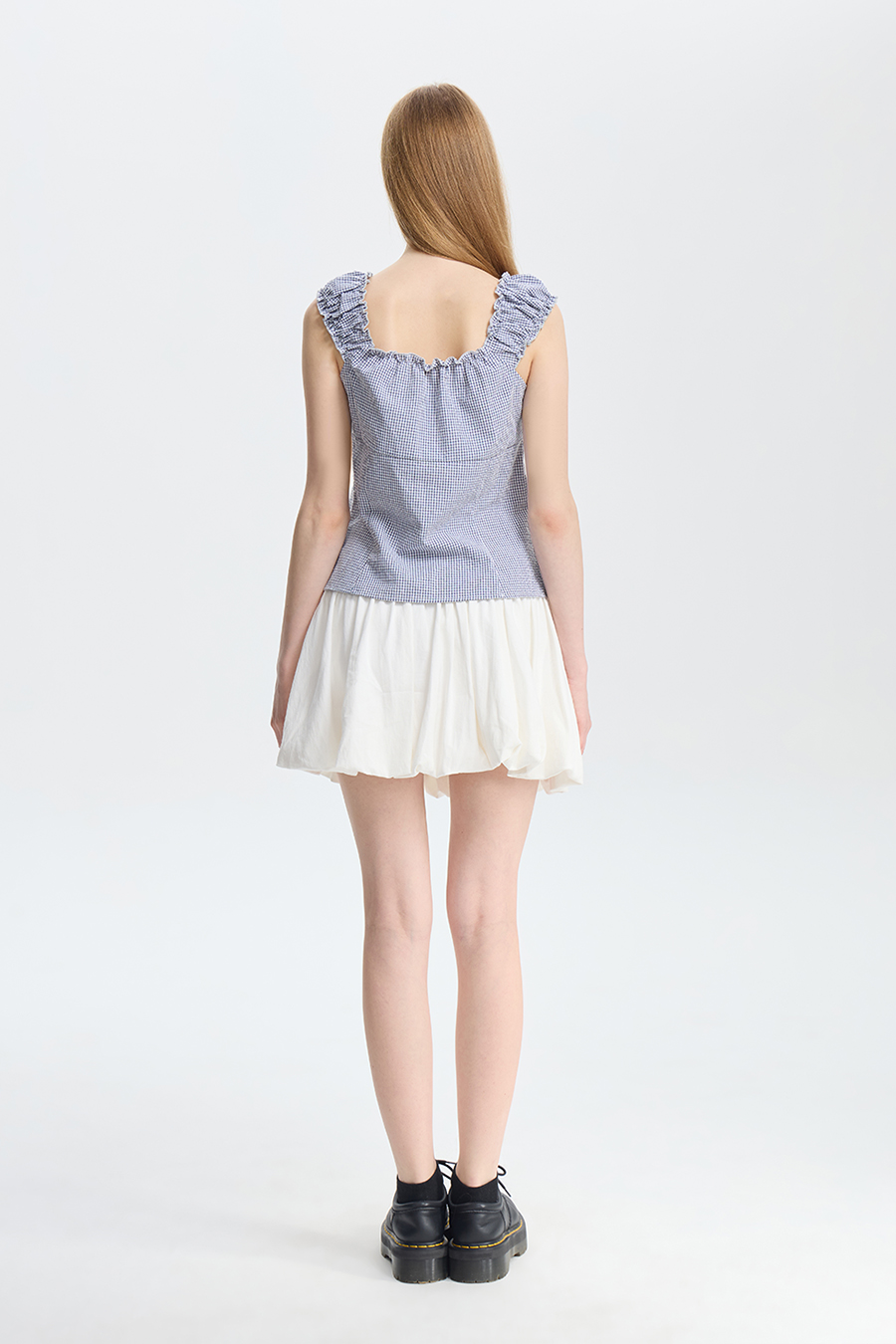 Preppy Gingham Ruffle Strap Cami|yescci
