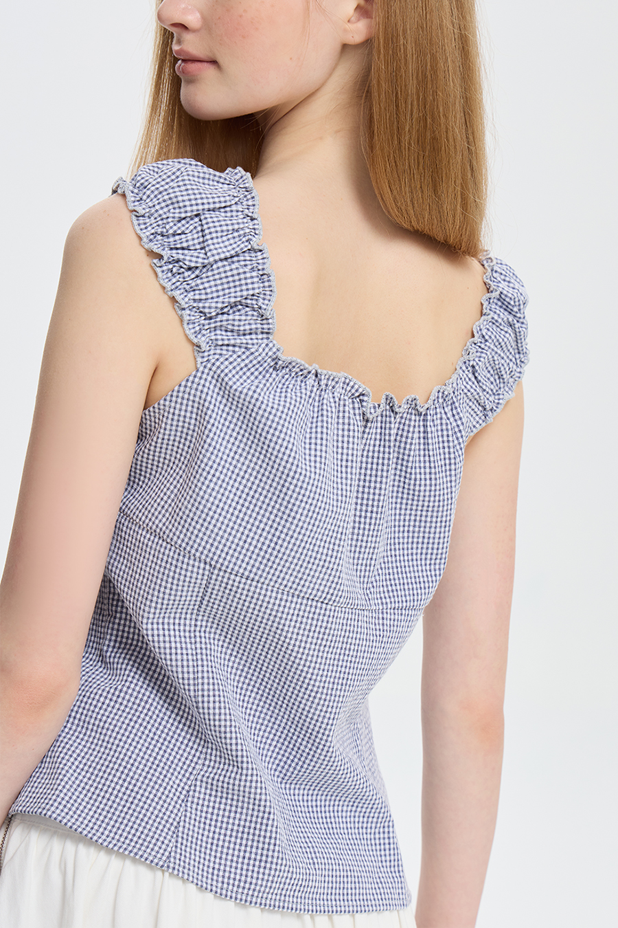 Preppy Gingham Ruffle Strap Cami|yescci