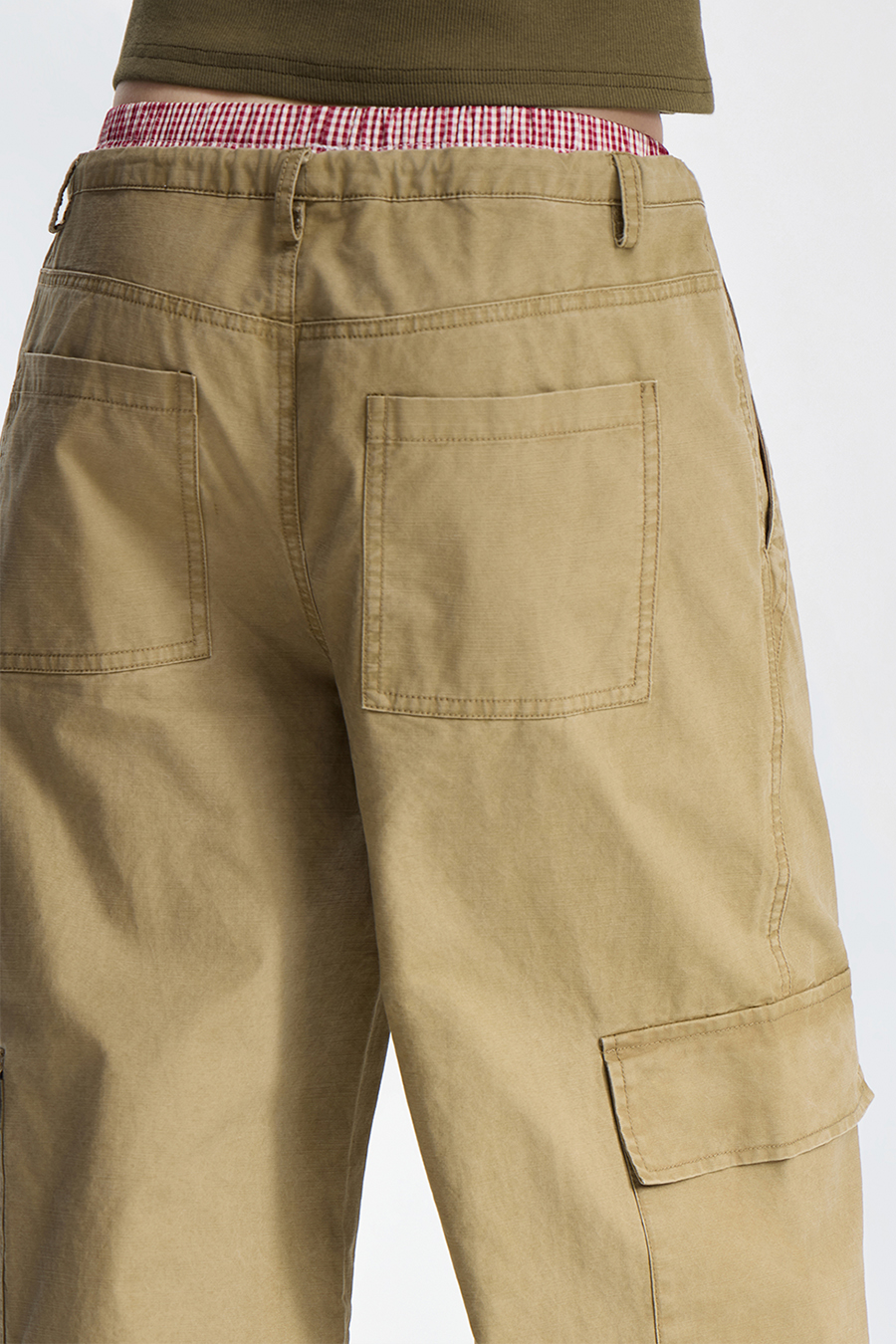 Double Waistband Wide Leg Cargo Pants|yescci