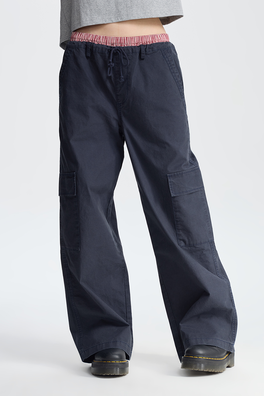 Double Waistband Wide Leg Cargo Pants|yescci