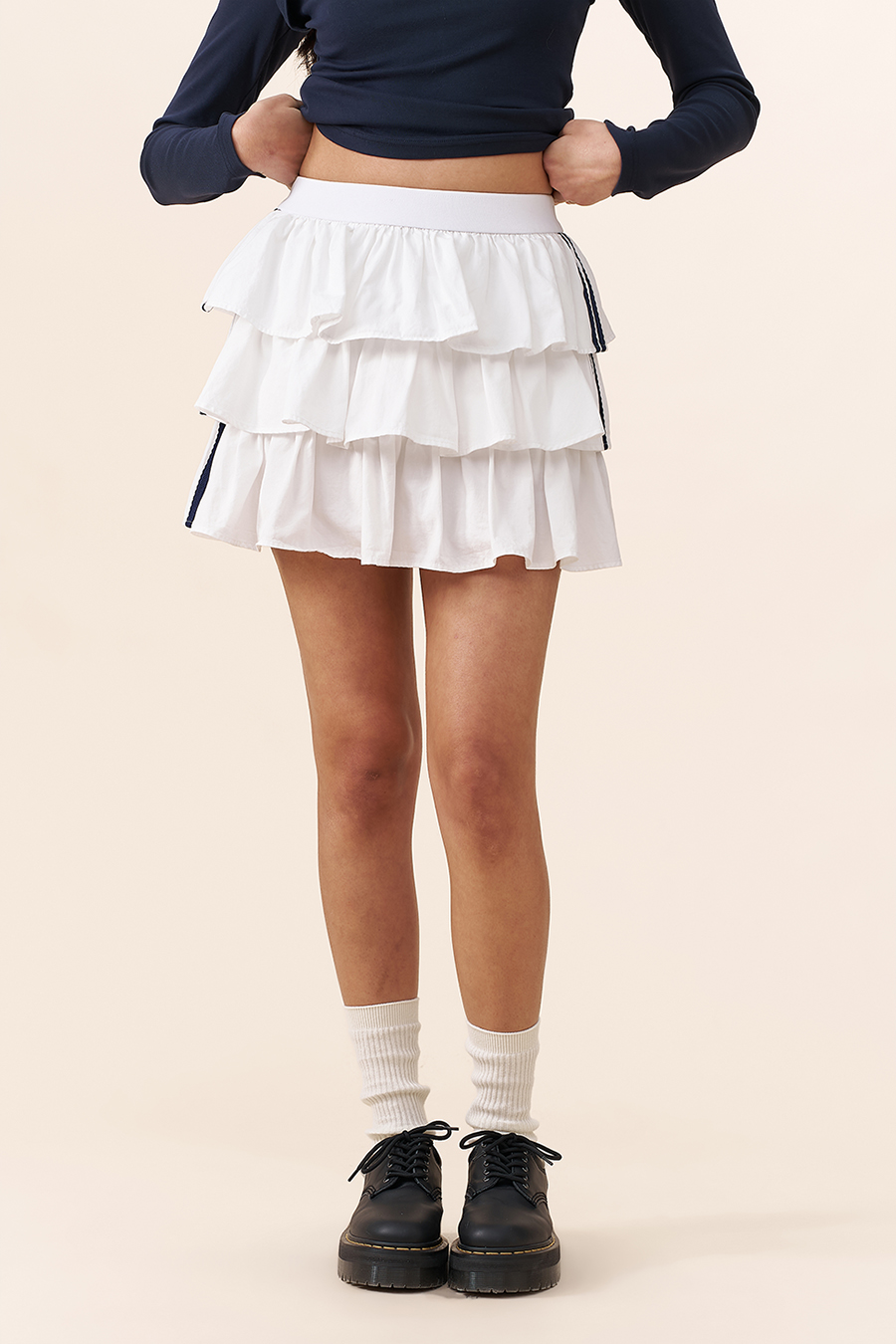 Sporty Striped Tiered Skirt|yescci