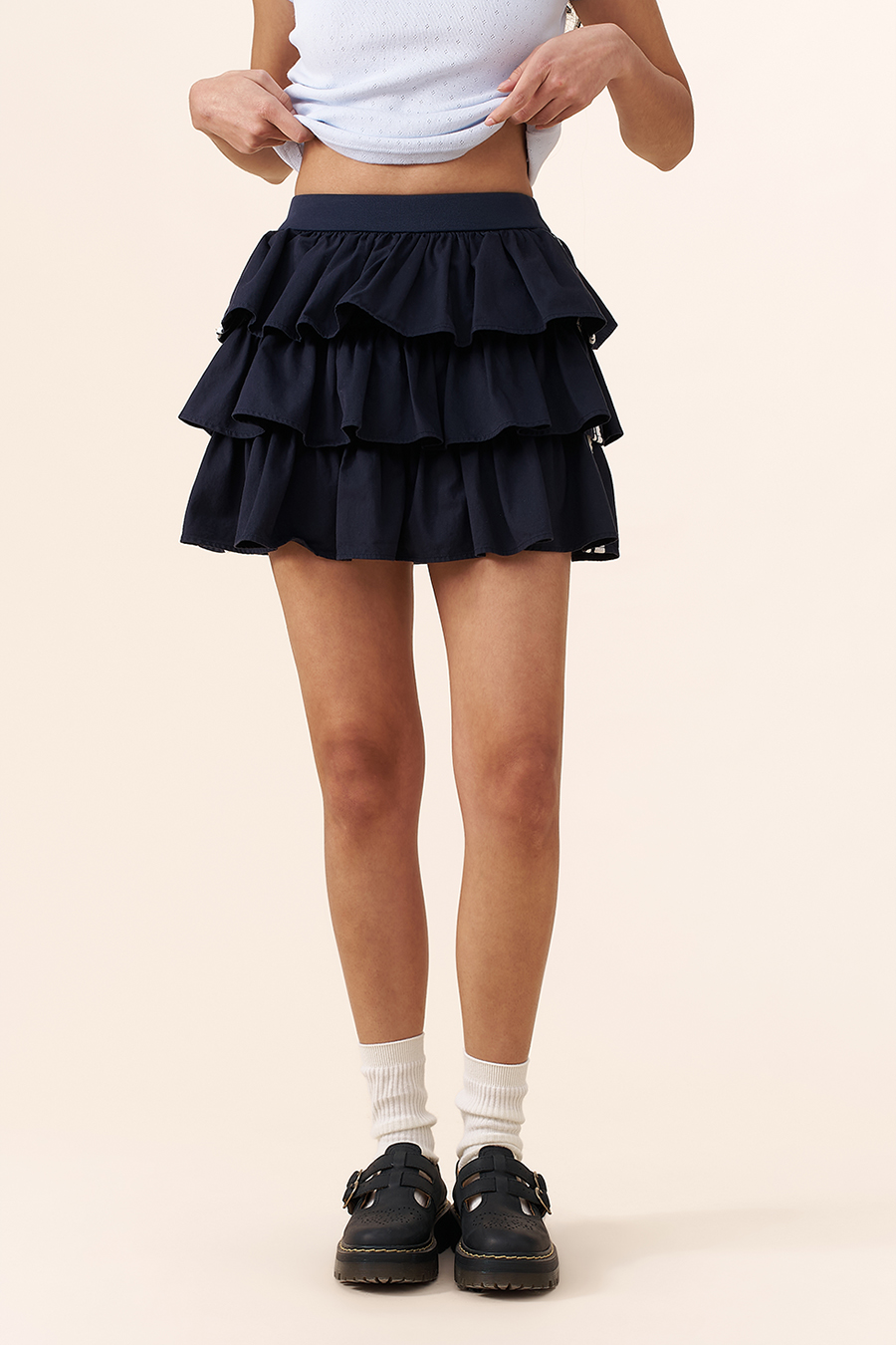 Sporty Striped Tiered Skirt|yescci