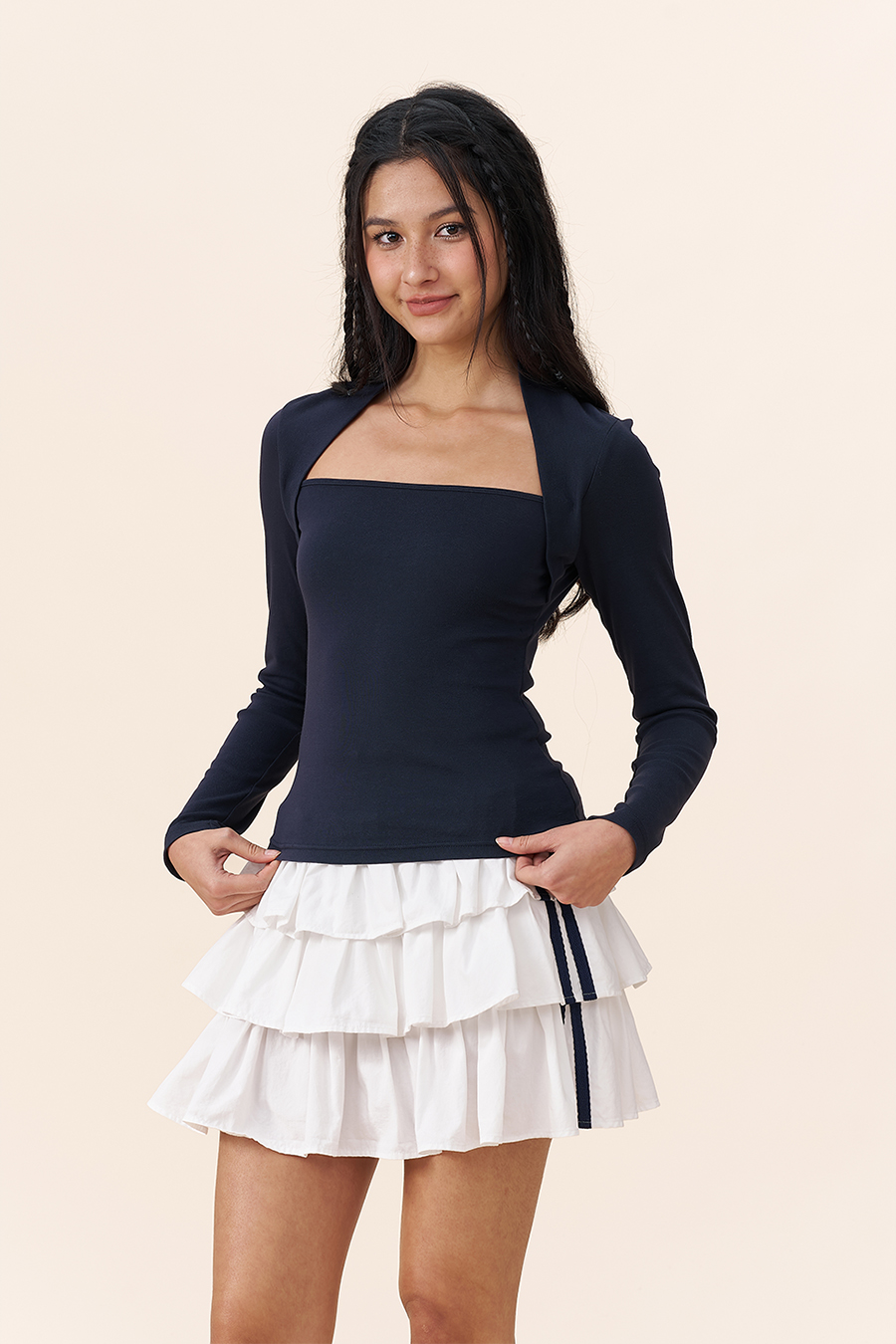Sporty Striped Tiered Skirt|yescci