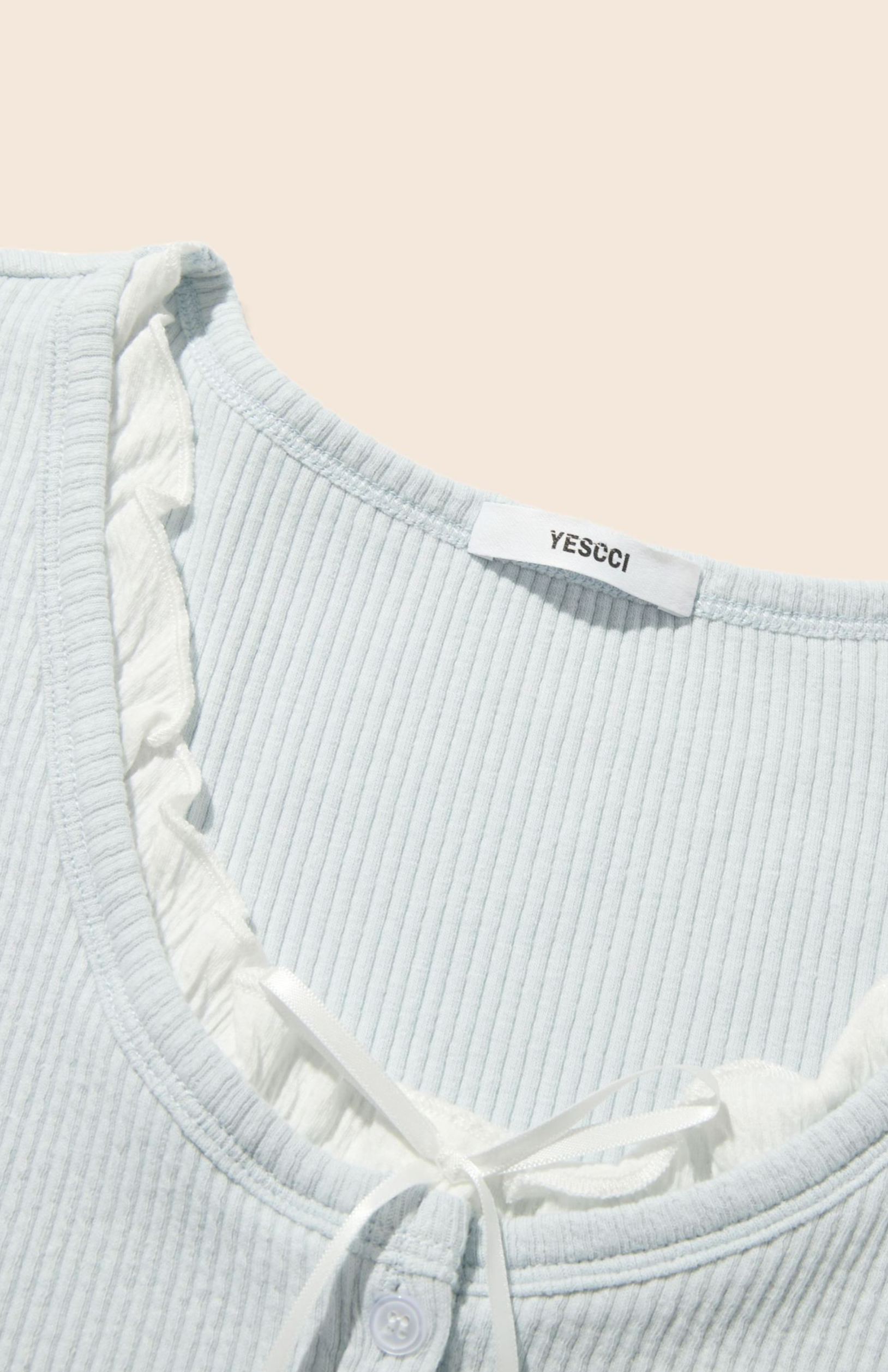 Tie Front Ribbed Top|yescci