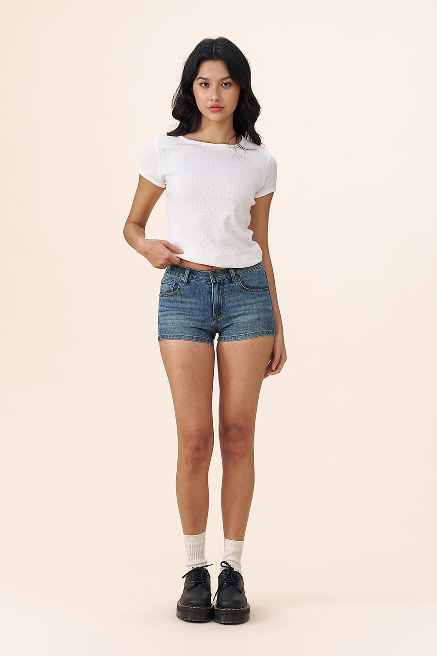Vintage Blue Denim Shorts|yescci