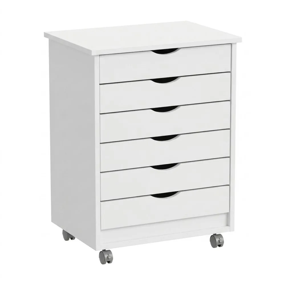 Cajonera con ruedas de madera de pino blanco sólido