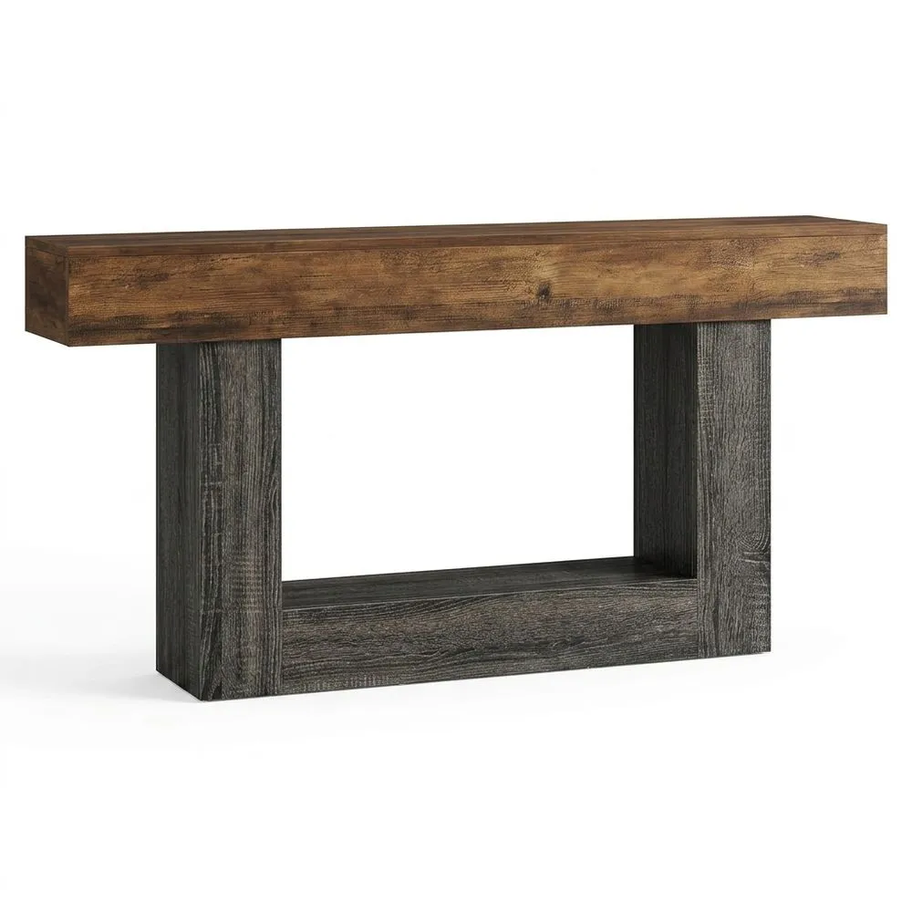 Mesa Consola de 160 cm con Almacenamiento, Estilo Rústico para Pasillo o Salón