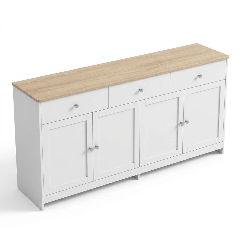 Aparador con Acabado de Madera Blanca y Cuatro Puertas