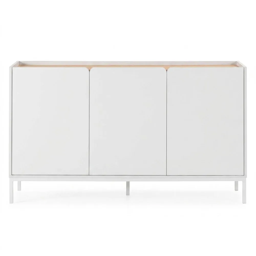 Aparador Curvado 3 Puertas Blanco 140x40x80 cm