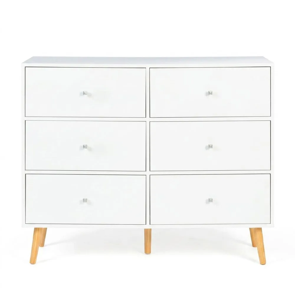 Cómoda de 6 Cajones de 110 cm en Color Blanco