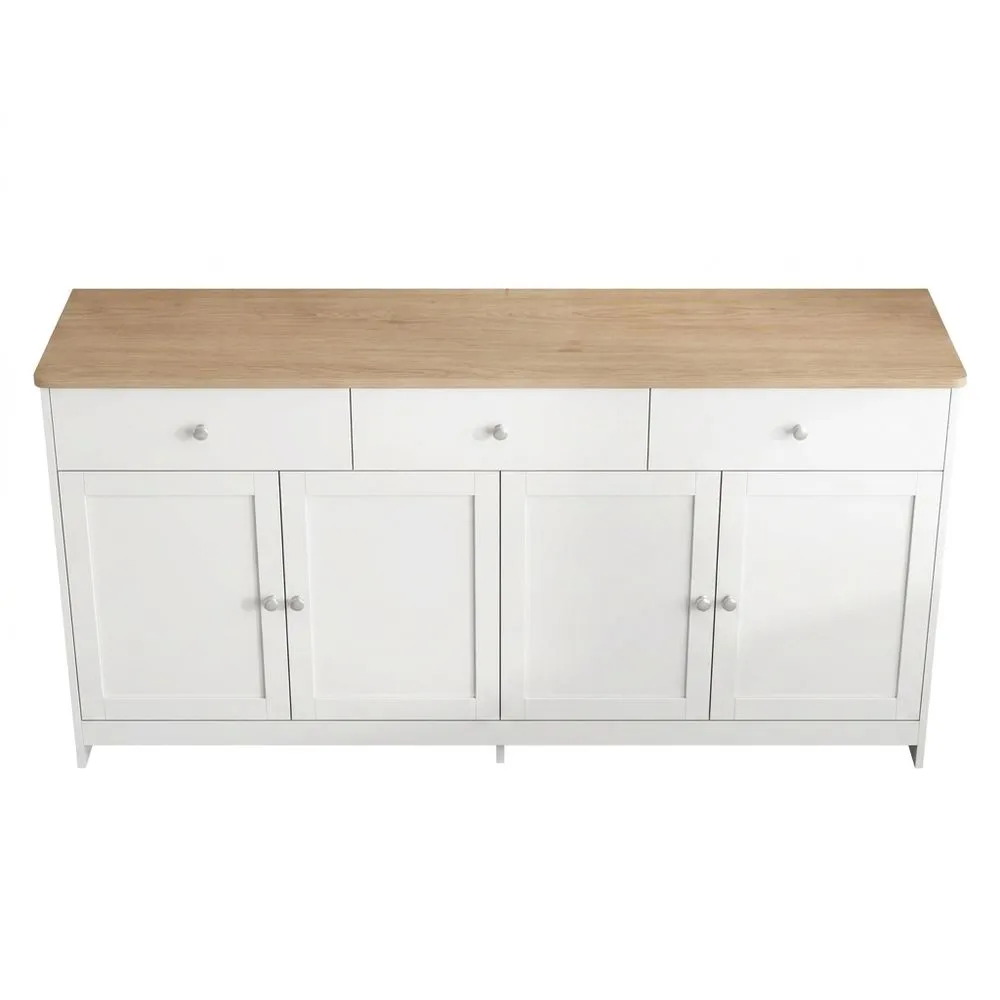 Aparador de Madera Blanco para Sala y Comedor con Cajones y Puertas