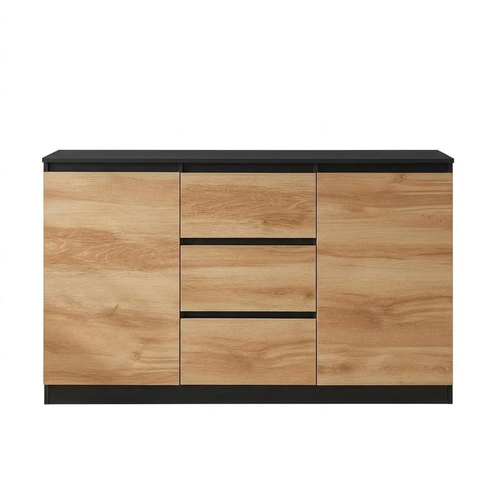 Aparador versátil con cajones y puertas, tablero de partículas, roble rústico