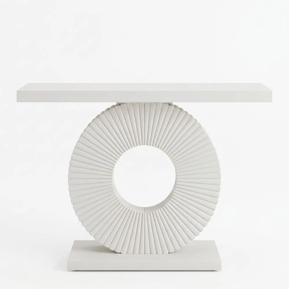 Mesa de Consola Moderna para Pasillo con Base Geométrica, Mesa de Entrada para Salón, Pasillo o Dormitorio, Estilo Rústico, Blanca, 100 x 30 x 79 cm