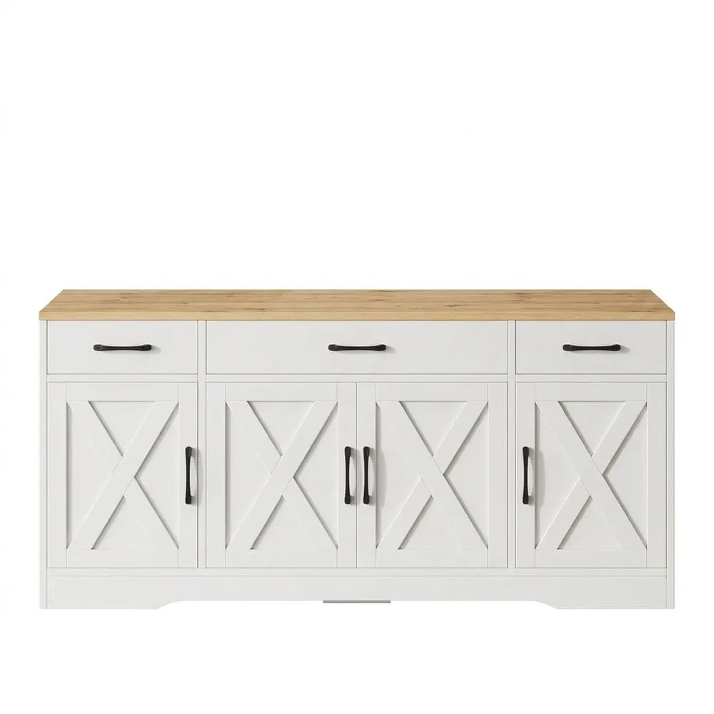 Aparador de Cocina con 3 Cajones y 4 Puertas, Mueble para Comedor y Salón