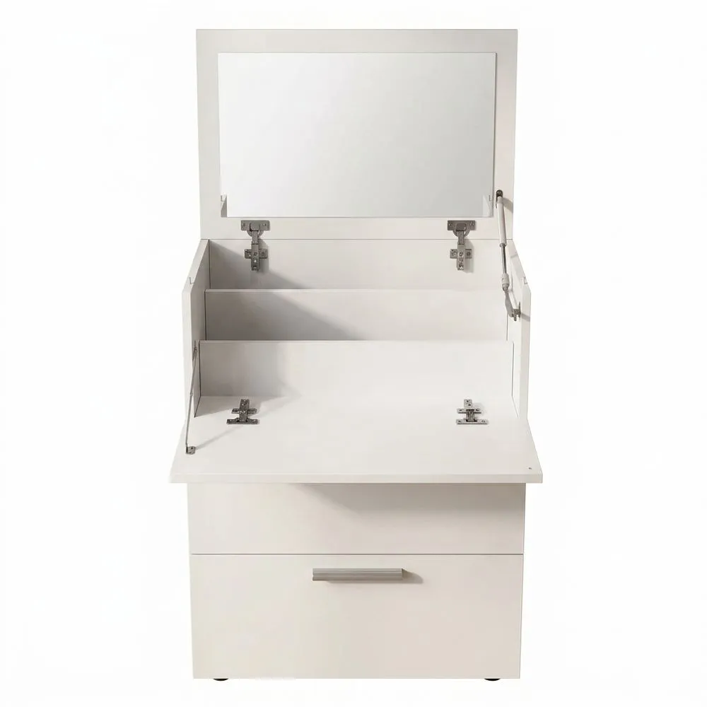 Tocador Blanco con 2 Cajones y Espejo Abatible