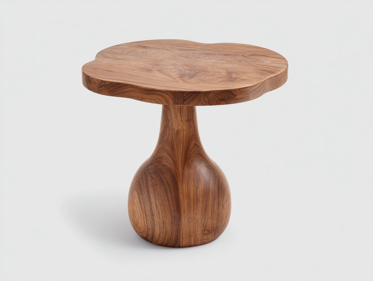 Couchtisch Massivholz Braun 50x50x55 cm-Unregelmäßige Form-Naturdesign Säulenfuß-hatilihome