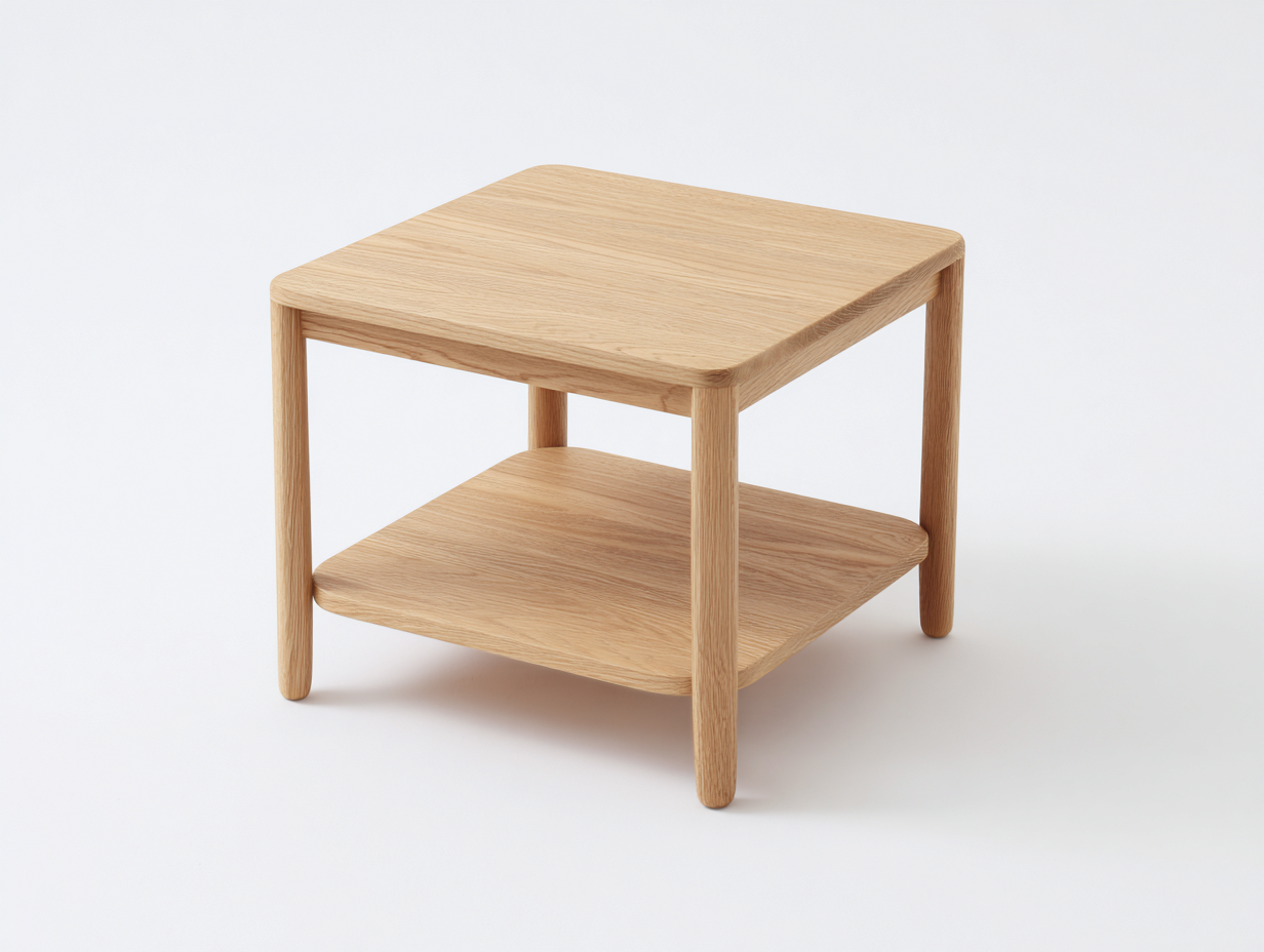 Couchtisch Massivholz Eiche Natur 45x45x50 cm-Quadratisch-Offenes Ablagefach Modern-hatilihome