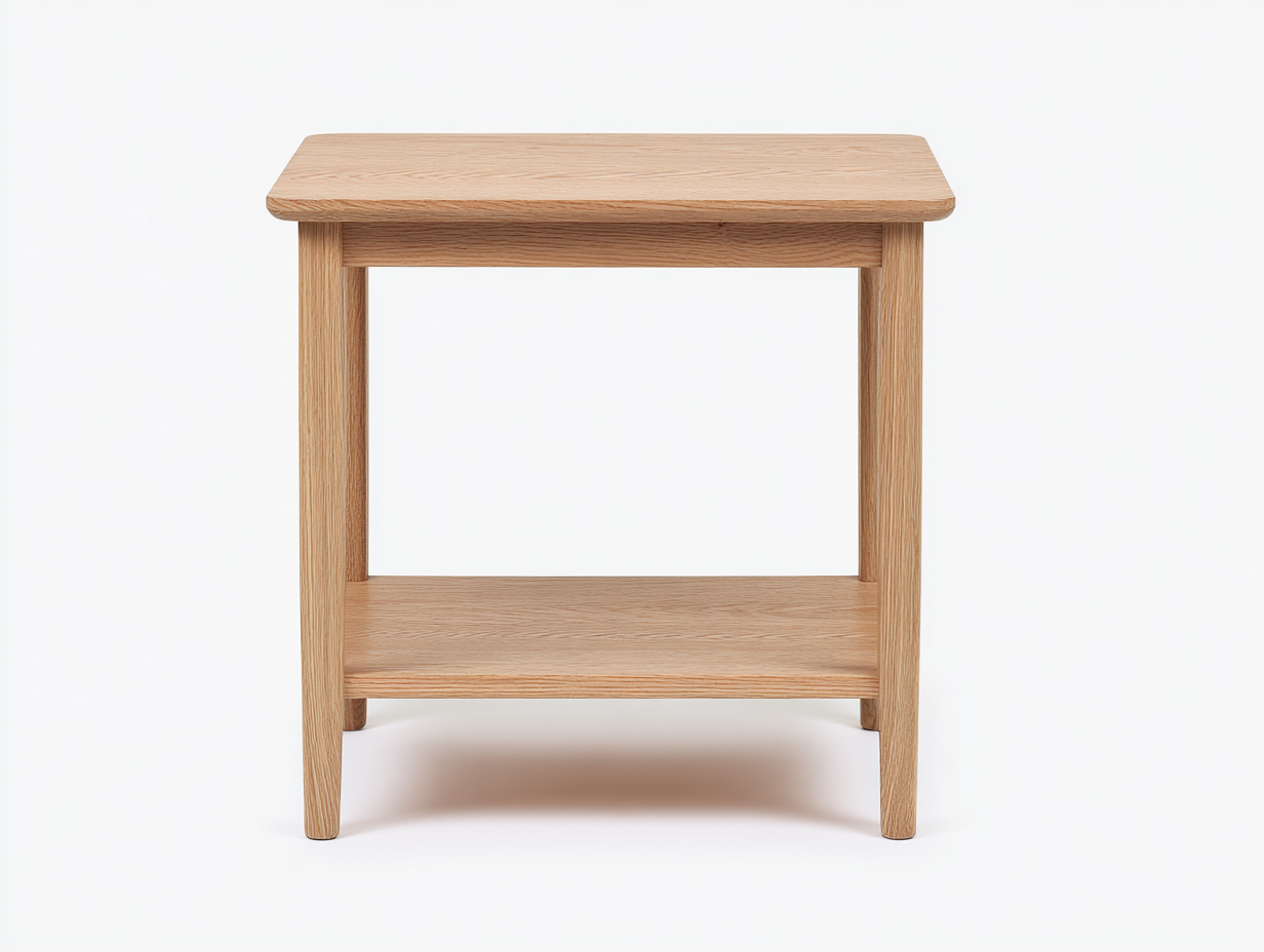 Couchtisch Massivholz Eiche Natur 45x45x50 cm-Quadratisch-Offenes Ablagefach Modern-hatilihome