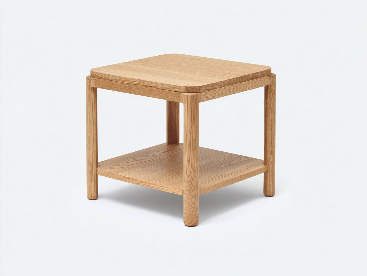 Couchtisch Massivholz Eiche Natur 45x45x50 cm-Quadratisch-Offenes Ablagefach Modern-hatilihome