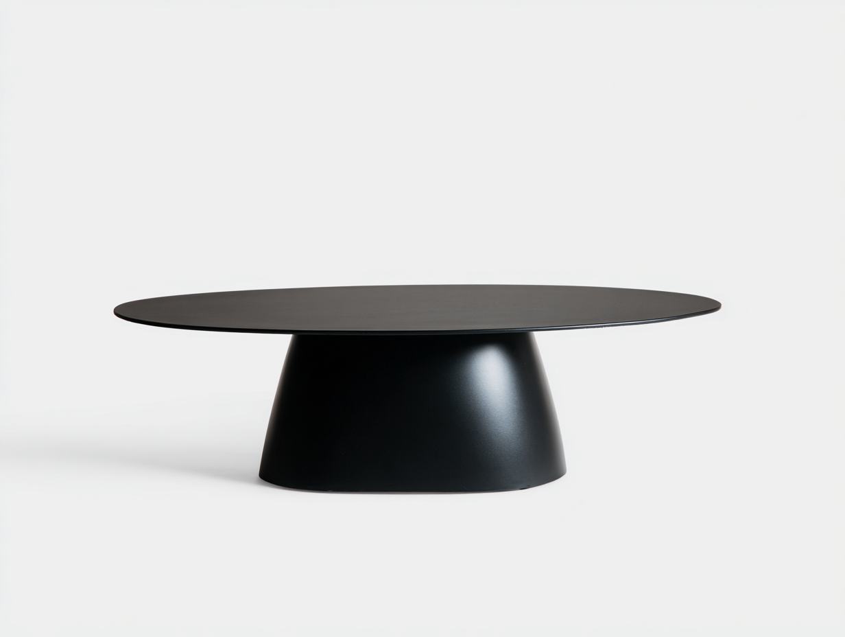 Couchtisch Metall Schwarz 90x50x35 cm-Ovale Form-Moderne Design Trommelfuß-hatilihome