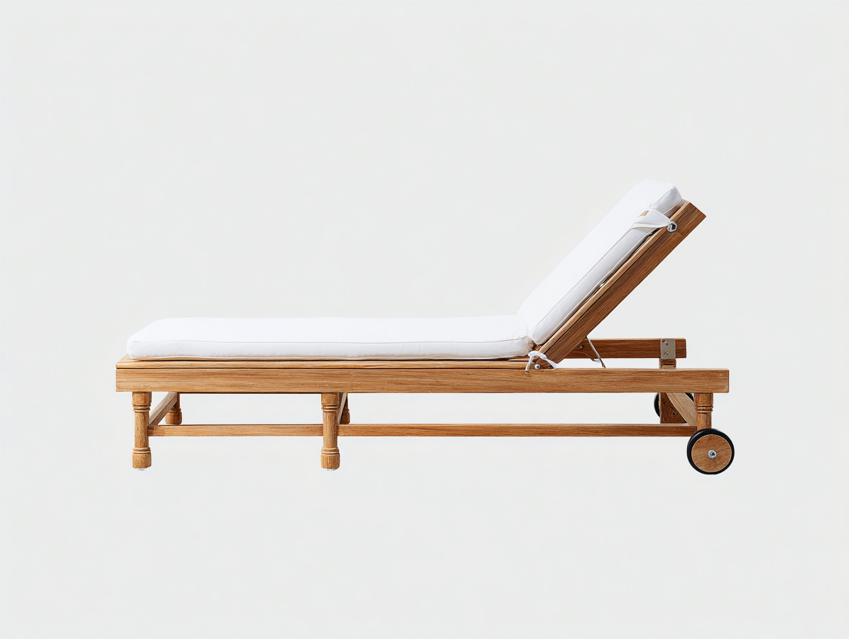 Sonnenliege-Gartenmöbel-Holzrahmen-200x70x30 cm-Weiß-Modern-verstellbare Rückenlehne-Rollen-Outdoornutzung-hatilihome