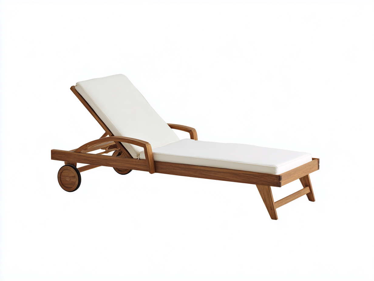 Sonnenliege-Gartenmöbel-Holzrahmen-200x70x30 cm-Weiß-Modern-Armlehnen-verstellbare Rückenlehne-Rollen-Outdoornutzung-hatilihome