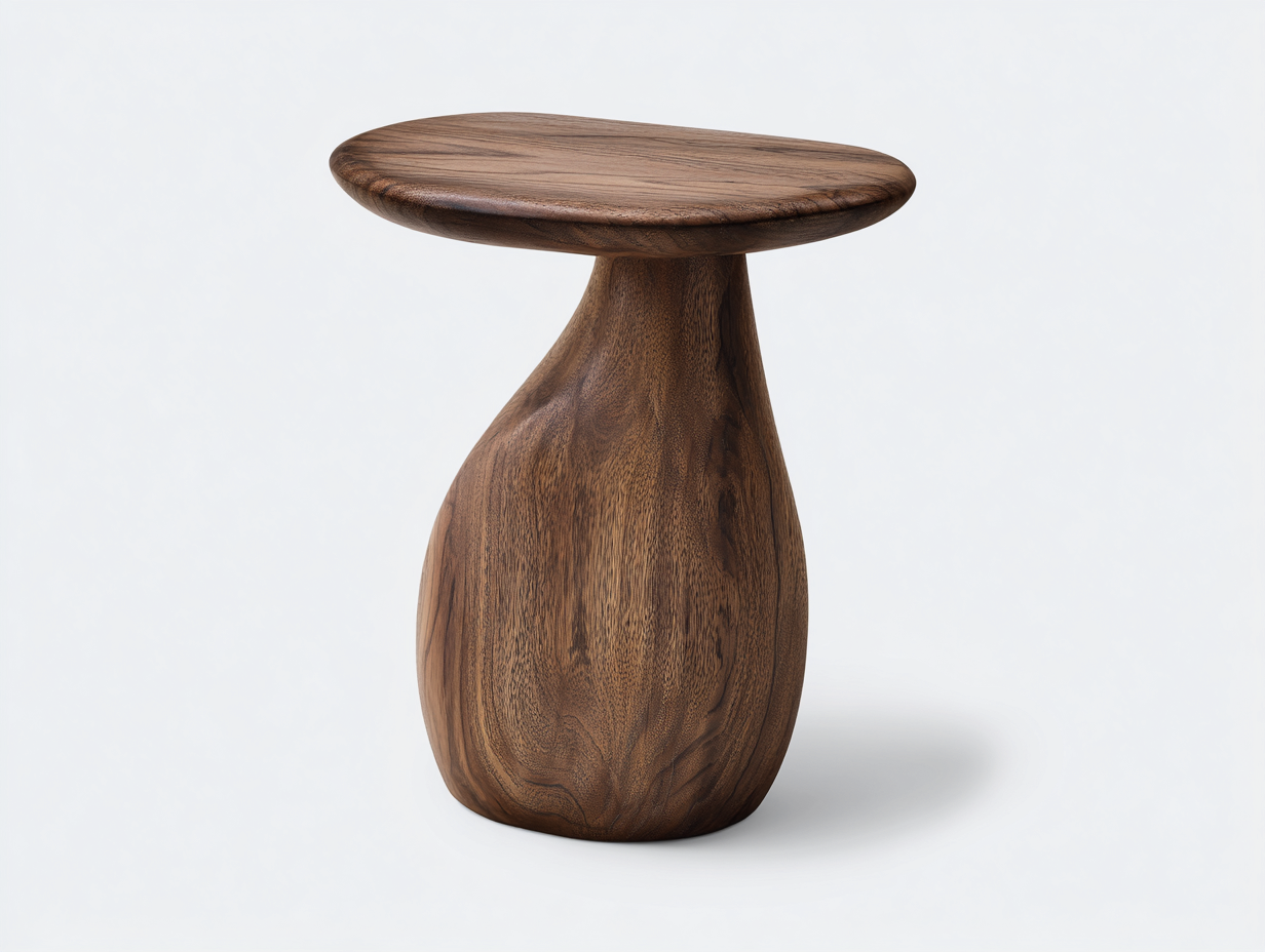 Couchtisch Holz Braun 45x45x50 cm-Runde Form-Skulpturales Design Modern-hatilihome