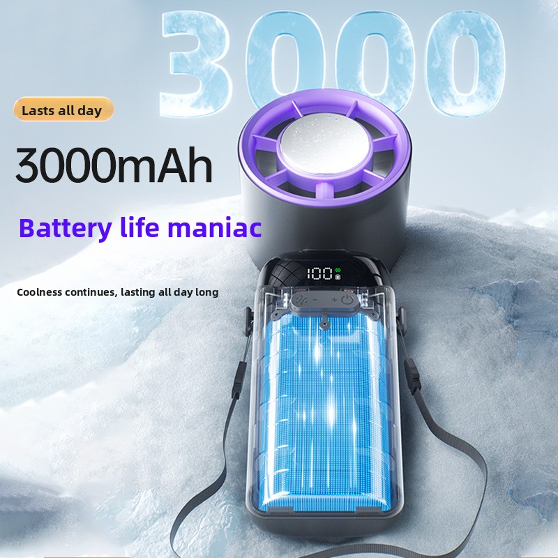 New Cross-Border Semiconductor Cooling Ice High-Speed Handheld Fan Portable USB Digital Display Foldable Outdoor Mini Fan