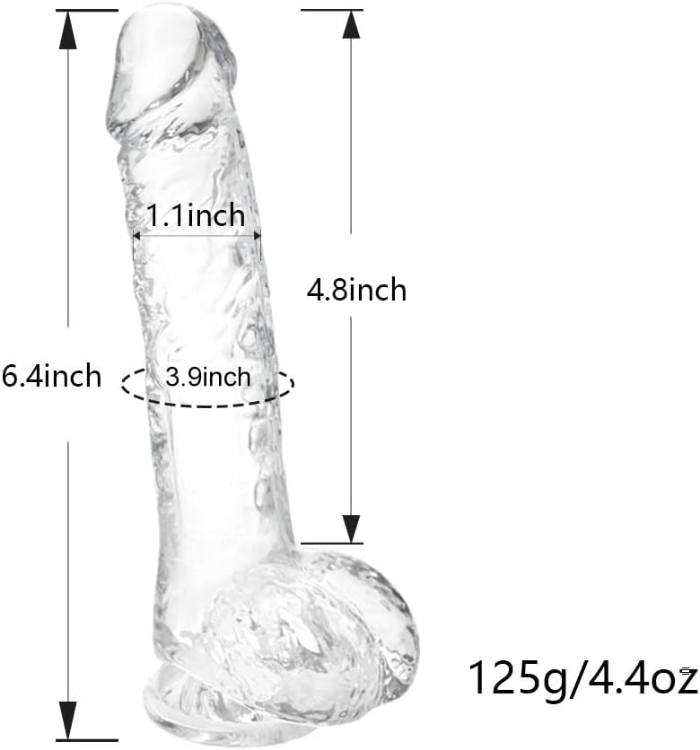 Realistic Clear Cute Dildo,Adult Sex Toy with Suction Cup Dildo, Suitable for Beginner Women/Men/Gay with Thin and Slim Poke, can be Use for G-spot and Anal