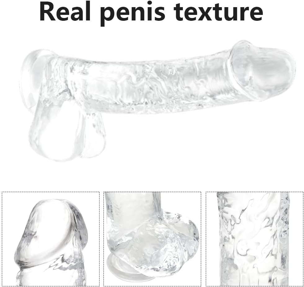 Realistic Clear Cute Dildo,Adult Sex Toy with Suction Cup Dildo, Suitable for Beginner Women/Men/Gay with Thin and Slim Poke, can be Use for G-spot and Anal