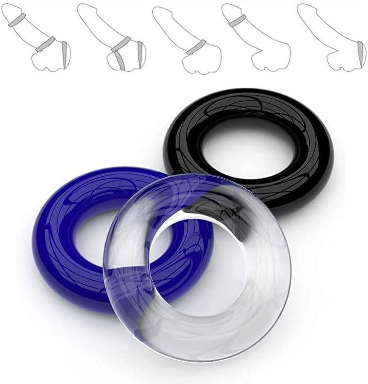 3 Colors Silicone Cock Rings Reusable Penis Rings for Men, Peni Ring for Male Erection Enhancing and Sex Longer Lasting Stronger Adult Sex Toys Games for Men Women Couples Pleasure