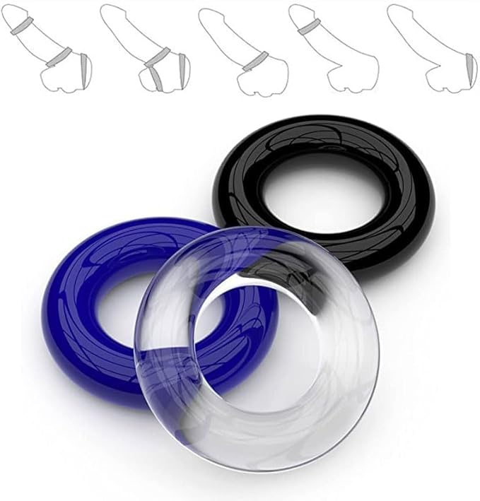 3 Colors Silicone Cock Rings Reusable Penis Rings for Men, Peni Ring for Male Erection Enhancing and Sex Longer Lasting Stronger Adult Sex Toys Games for Men Women Couples Pleasure