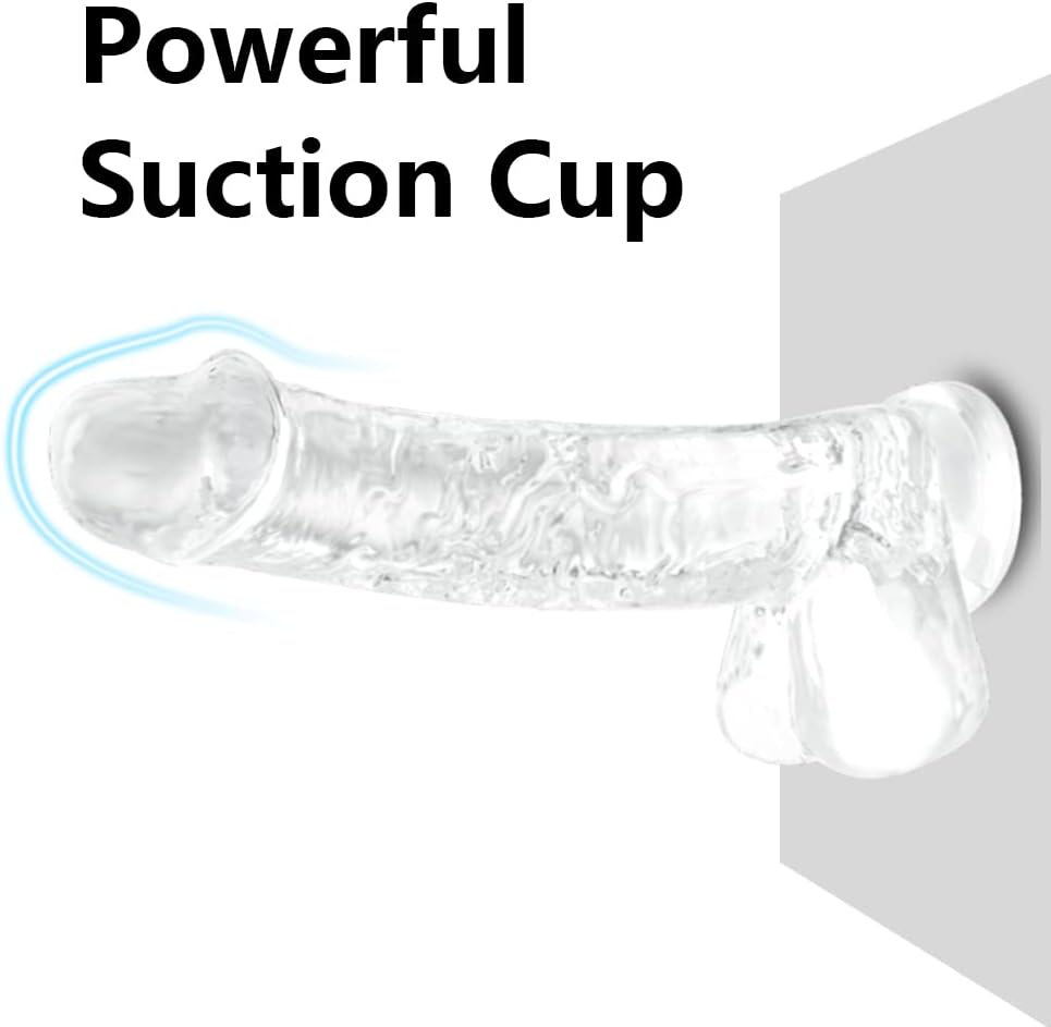 Realistic Clear Cute Dildo,Adult Sex Toy with Suction Cup Dildo, Suitable for Beginner Women/Men/Gay with Thin and Slim Poke, can be Use for G-spot and Anal