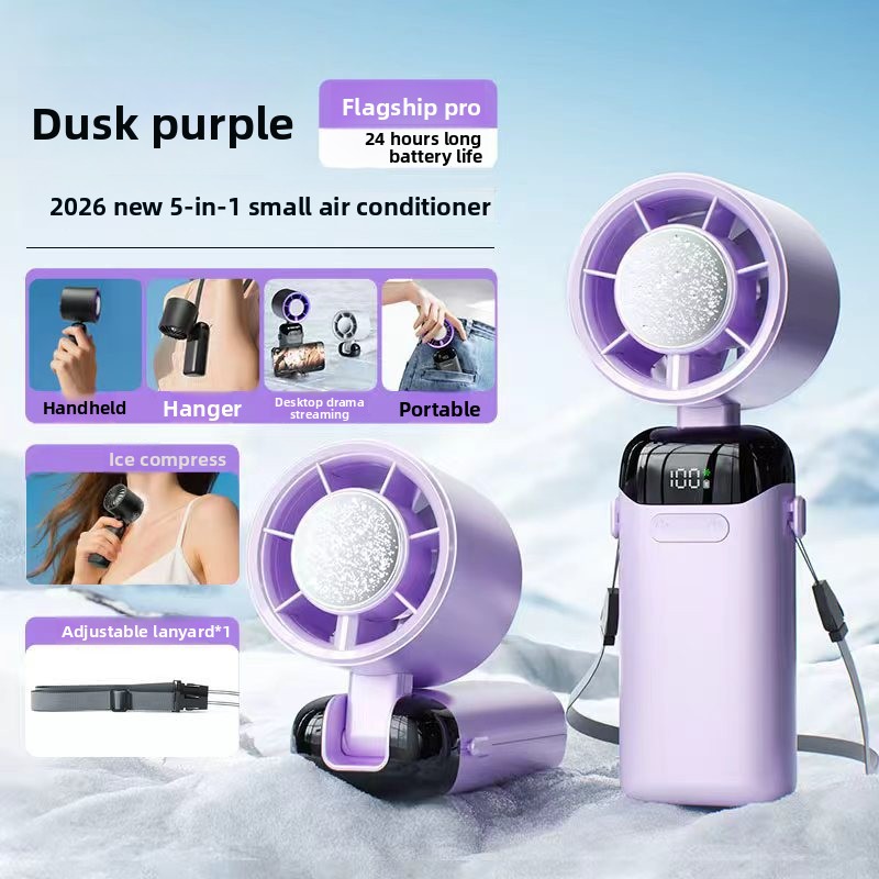 New Cross-Border Semiconductor Cooling Ice High-Speed Handheld Fan Portable USB Digital Display Foldable Outdoor Mini Fan