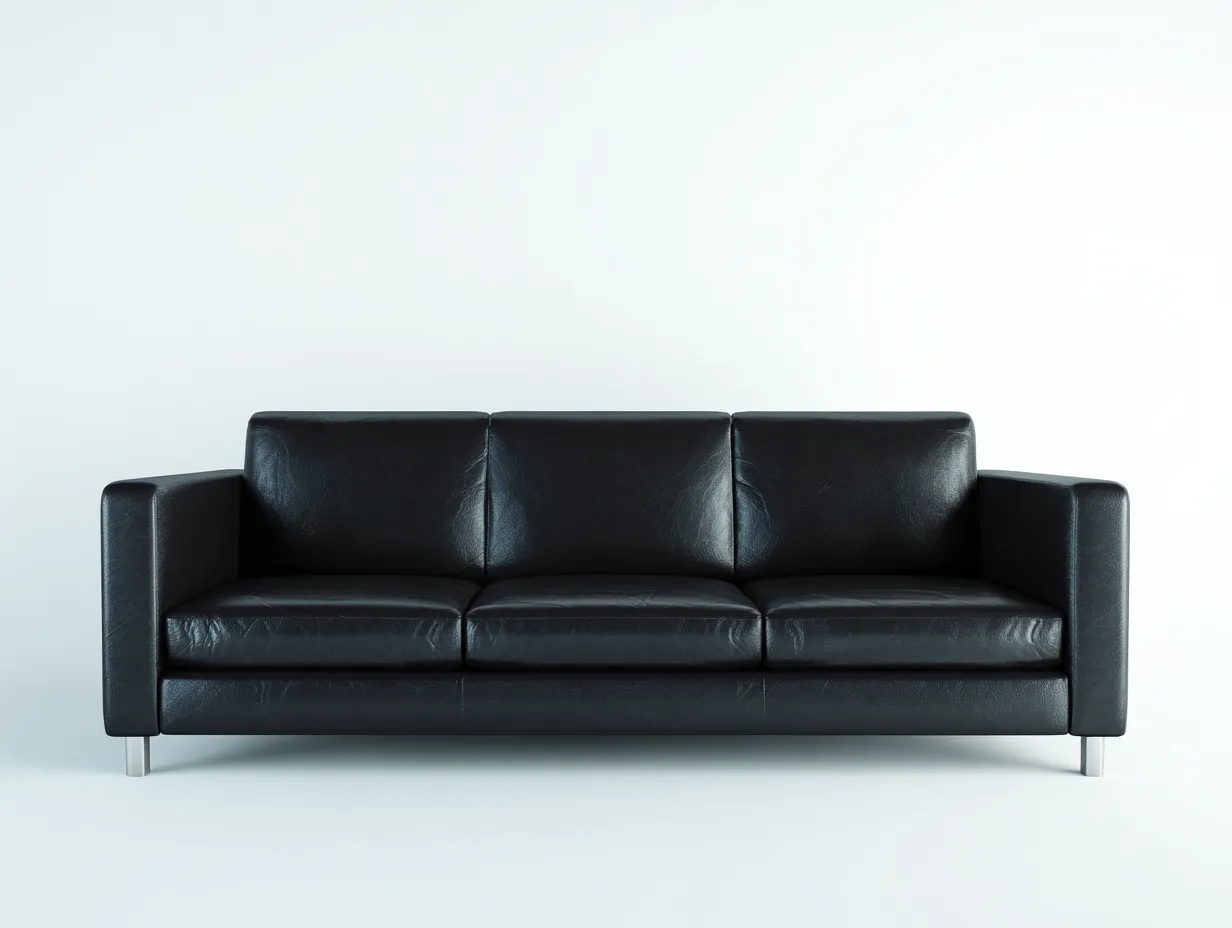 Divani a 3 posti-pelle sintetica-metallo-legno-215x87x84 cm-nero-stile moderno-Saluxacorner