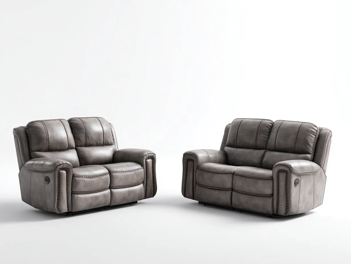 Ensemble de canapés relax - ecopelle-legno-metallo - 184 x 99 x 107 cm - grigio - stile moderno-Saluxacorner